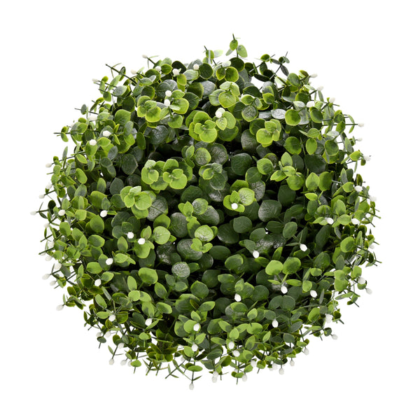 Eucalyptus with White Buds Artificial Topiary Balls